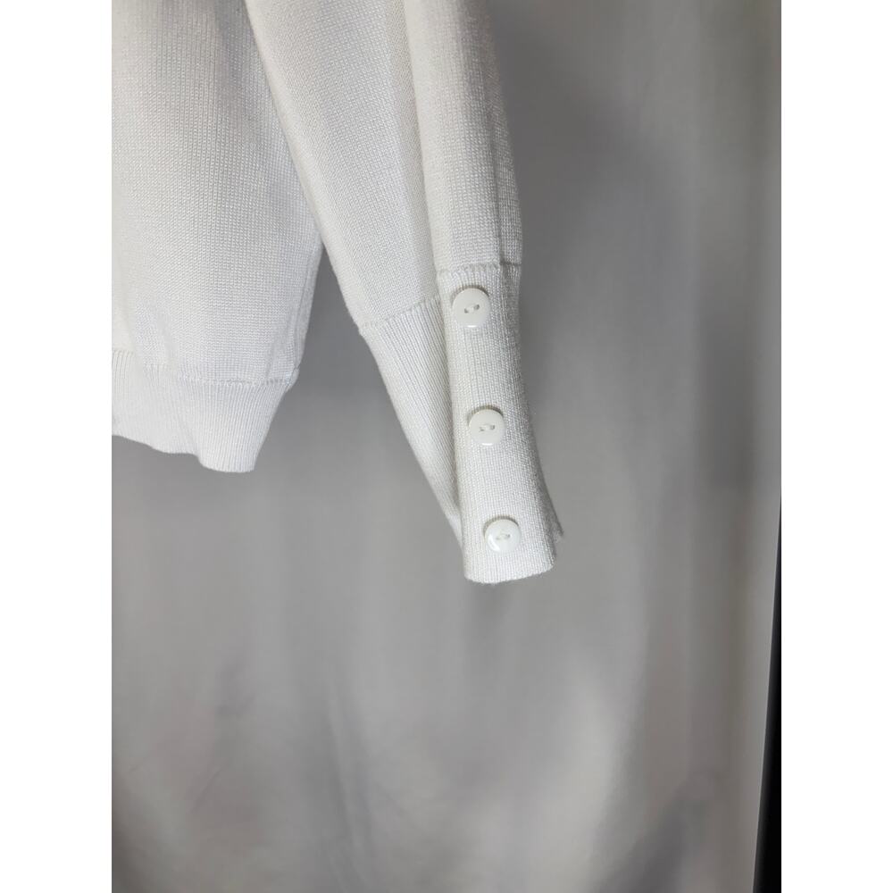 Belle Poque Size M White Bolero Cardigan Sweater 3/4 Sleeve Button Cuff NWT - Picture 4 of 5